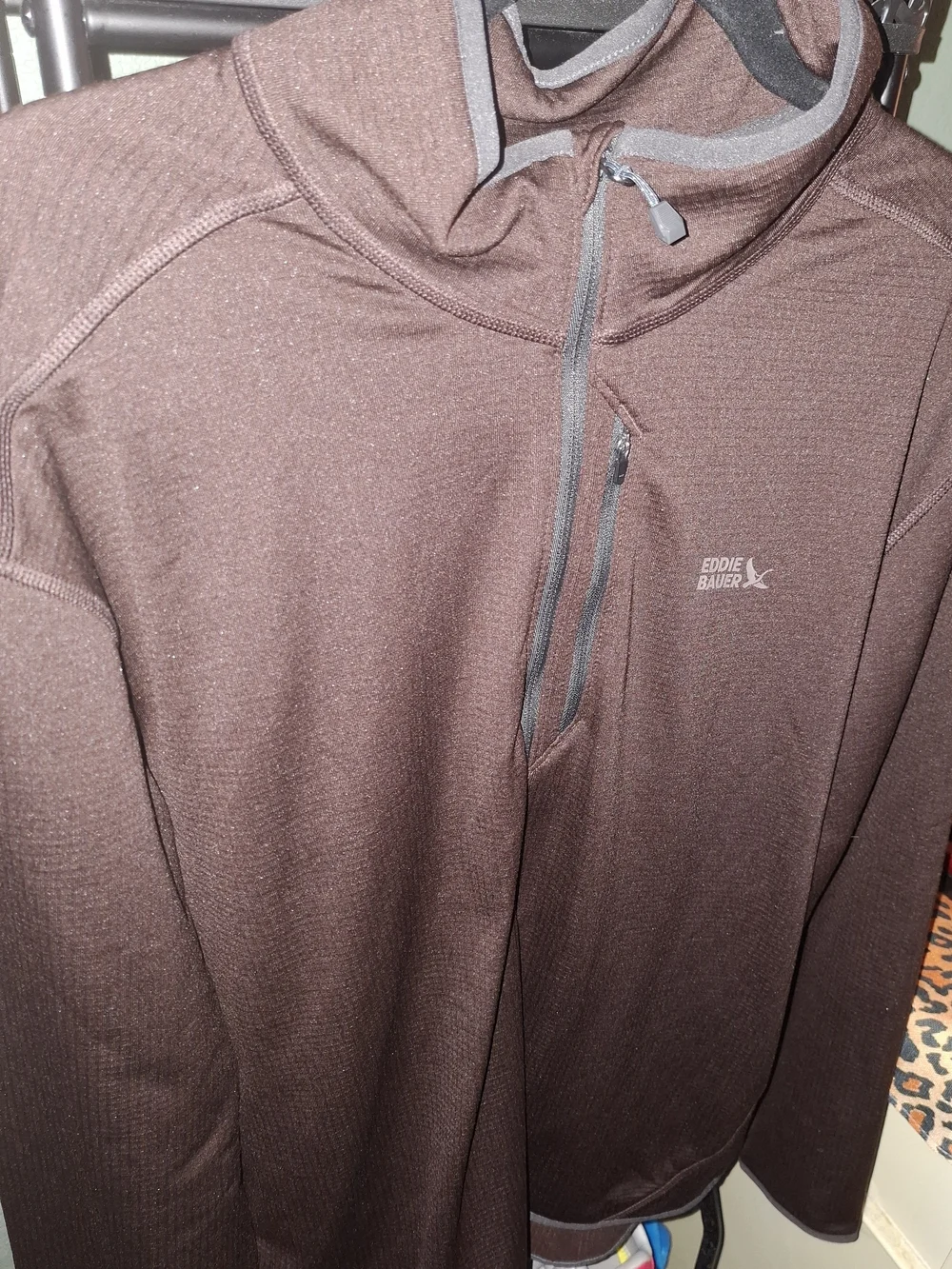 Eddie Bauer Brown Lightweight Half-Zip Shirt Jacket